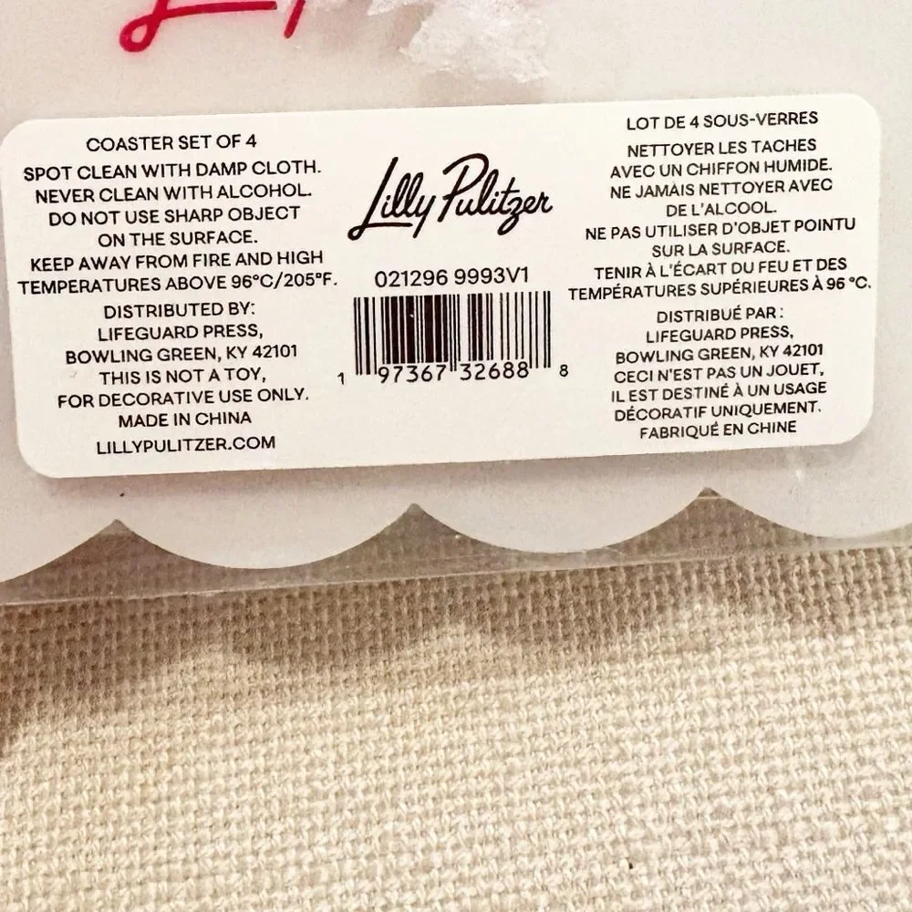 NIB Lilly Pulitzer Ceramic Coasters Glowing Gardens Floral Set of 4